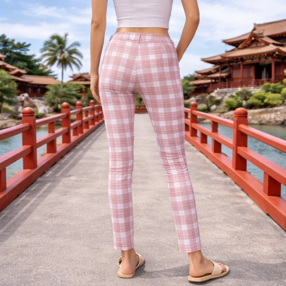 Princess Polly Checked Slim Pants - Picture 2 of 4